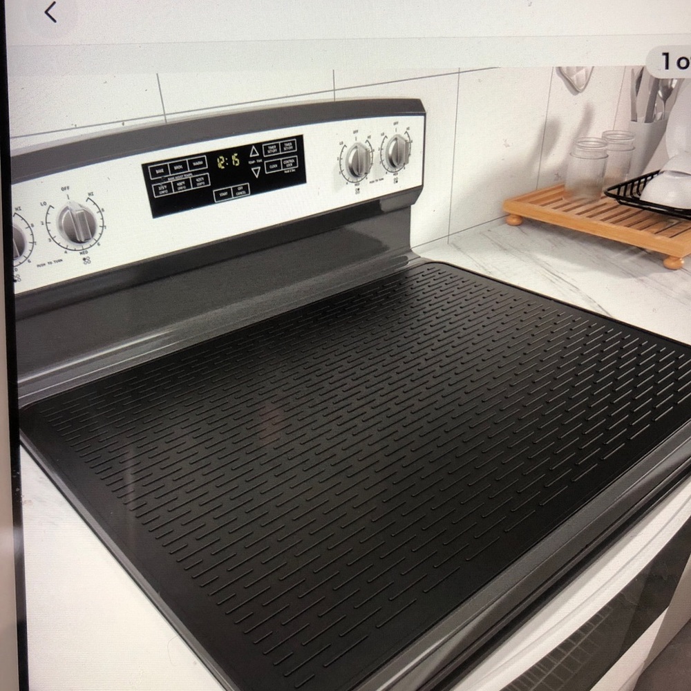 Premium Silicone Essentials Black Stove Top Protector Mat - Non-Slip Heat Shield